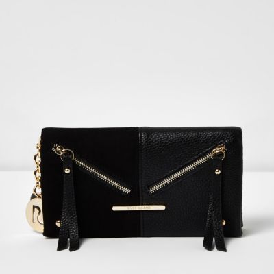 Black panel foldover purse
